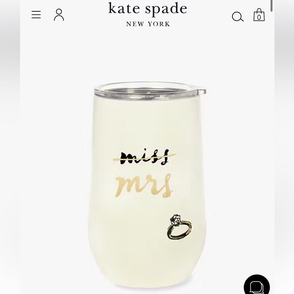 NWT Kate Spade 16oz Stemless Stainless Steel Tumbler with Lid - Picture 1 of 4